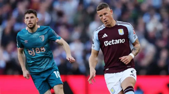 Ross Barkley of Aston Villa passes the ball during the Premier League match between Aston Villa FC and AFC Bournemouth at Villa Park on October 26, 2024