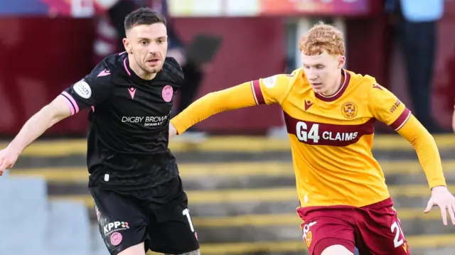 St Mirren's Greg Kiltie and Motherwell's Adam Devine