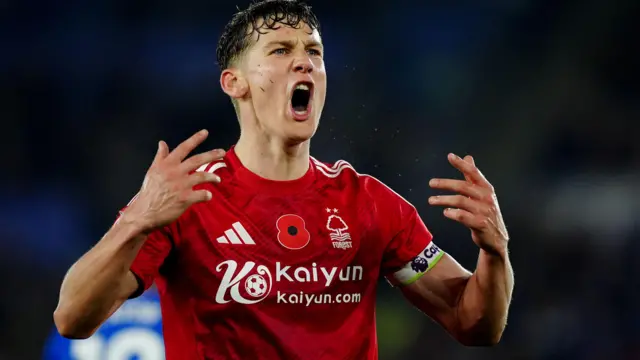 Ryan Yates gestures during a Nottingham Forest match