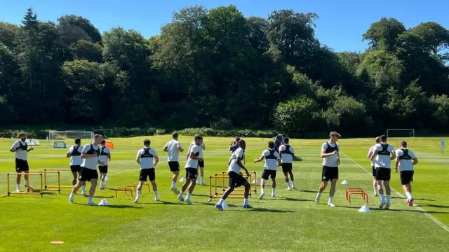Portsmouth's squad complete a training session in the Republic of Ireland
