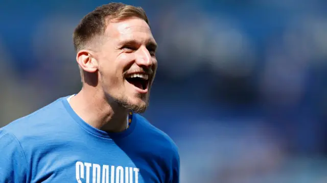 Marc Albrighton celebrates Leicester's promotion to the Premier League