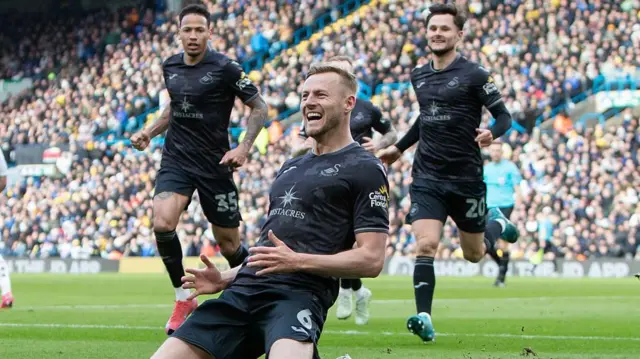 Harry Darling celebrates at Leeds last weekend 