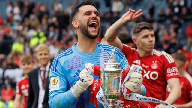 Dimitar Mitov helped Aberdeen win the Scottish Cup in 2025