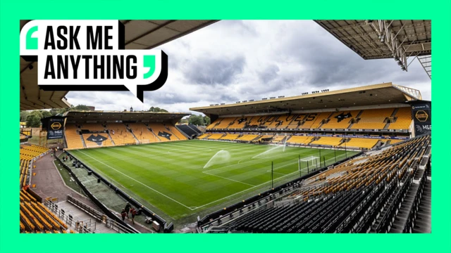 A general view inside Molineux with the 'Ask Me anything' brading around it