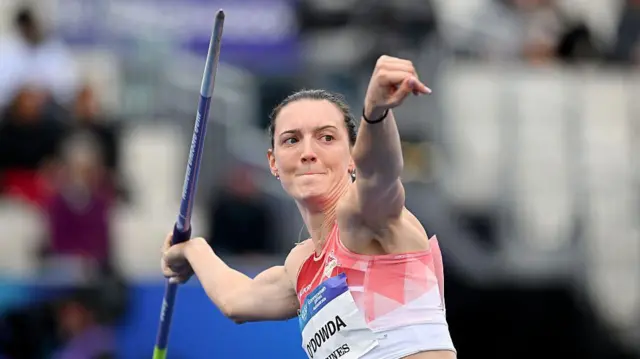 England's Jade O'Dowda taking part in the javelin at the Glasgow Commonwealth Games