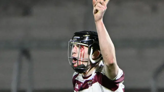 Eamon Cassidy celebrates scoring Slaughtneil's goal against Cushendall