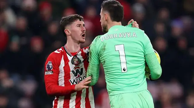 Sunderland's Trai Hume in an altercation with Burnley's Martin Dubravka