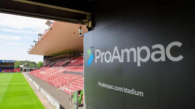 New signage at Lincoln City for the ProAmpac Stadium