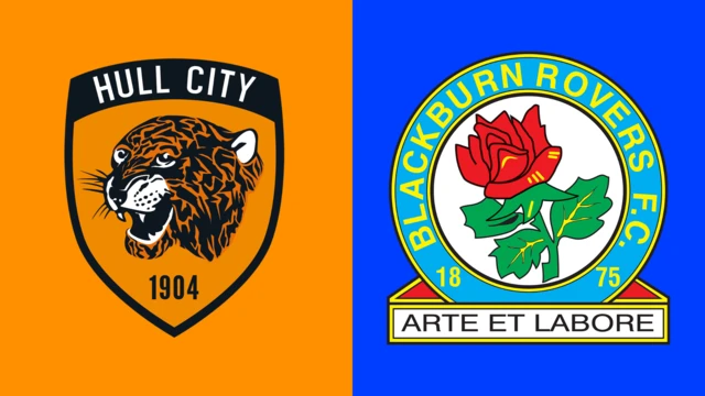 Side-by-side of Hull City and Blackburn Rovers club badges