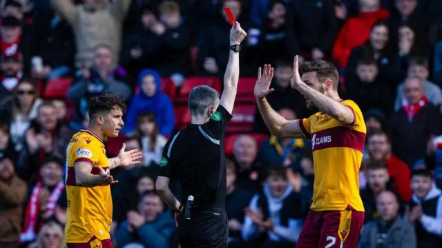 Jack Vale was shown a red card at Pittodrie