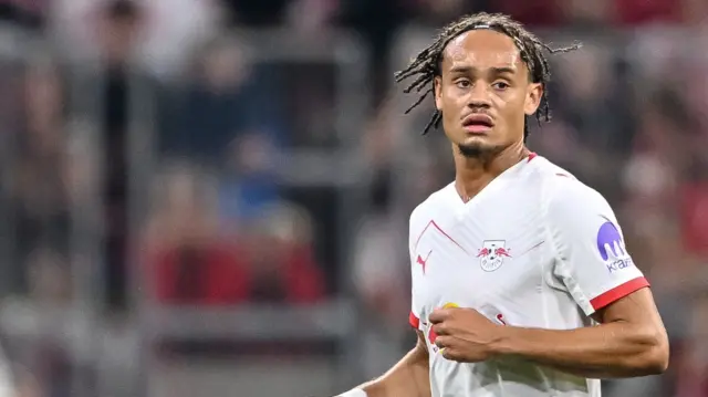 Xavi Simons looks on for RB Leipzig