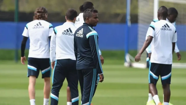 Vinay Menon during a Chelsea training session in 2015