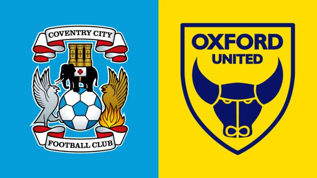 The club badges of Coventry City and Oxford United side by side