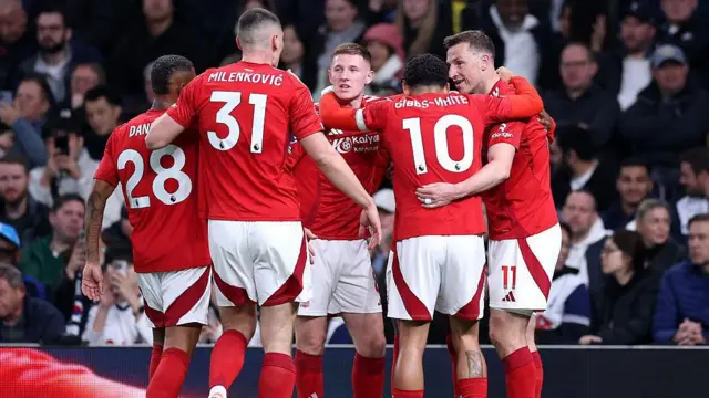 Forest players celebrating