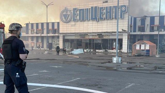 A Russian air strike has hit a busy superstore in Kharkiv, killing at least two people and injuring many others