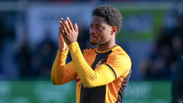 Newport County's Bobby Kamwa celebrates