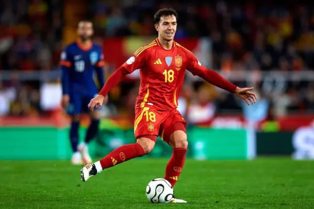 Martin Zubimendi playing for Spain