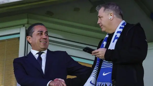 Chelsea co-owners Behdad Eghbali and Todd Boehly before the UEFA Champions League 2025/26