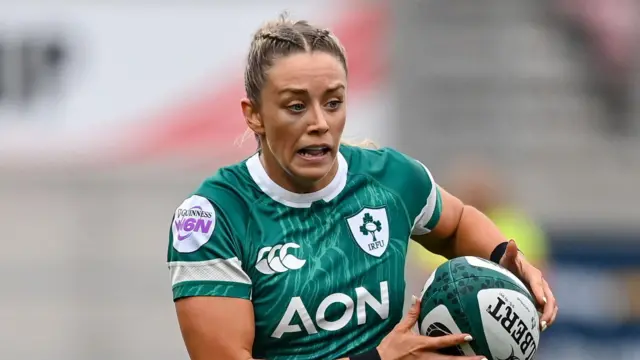 Stacey Flood runs with the ball during Ireland's loss to France
