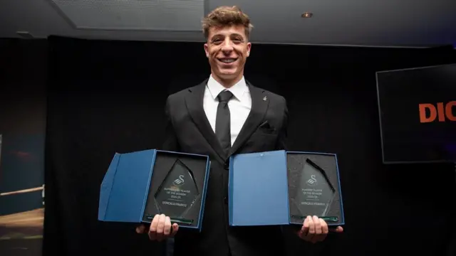 Goncalo Franco with his awards