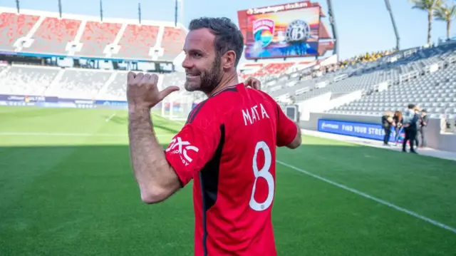 Juan Mata, former player of Manchester United, visiting Snapdragon Stadium