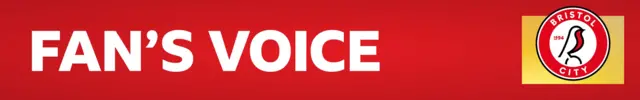 BBC Sport's red Bristol City fan's voice banner with white writing and the Bristol City club badge