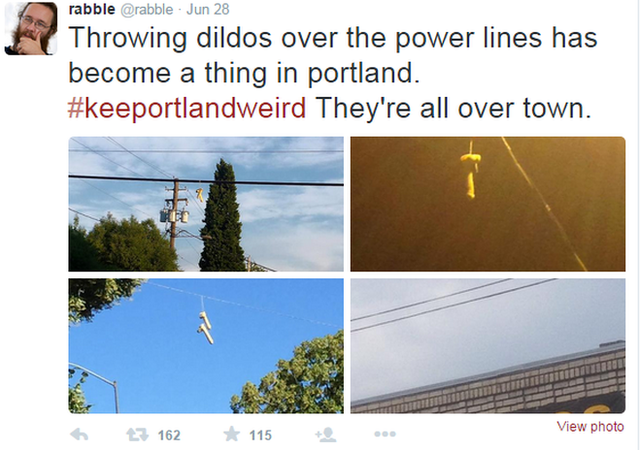 Mystery over sex toys dangled from power lines in Portland, Oregon