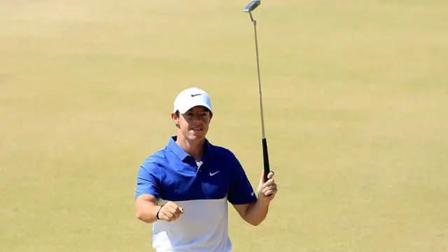 Rory McIlroy celebrates