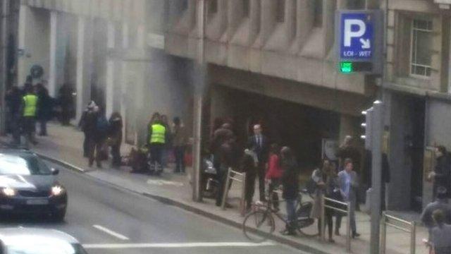 Outside Maalbeek metro station