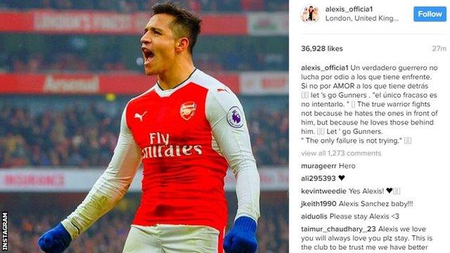 Alexis Sanchez posted this picture and message on Instagram saying 'The only failure is not trying'