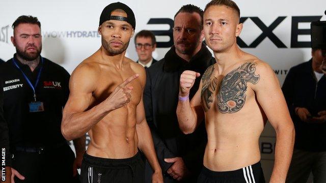 Chris Eubank Jr and Anatoli Muratov pose at their press conference