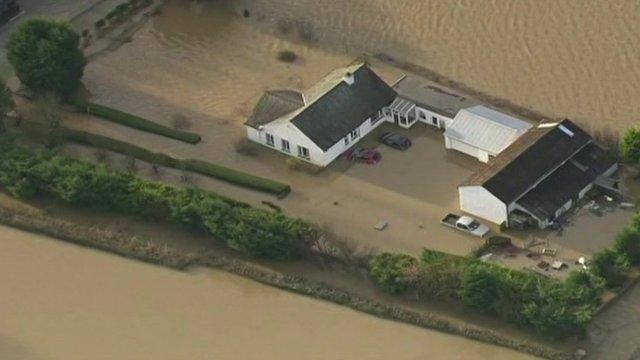 Aerial footage of flooding