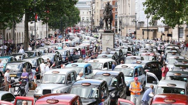 Black cab protest in London