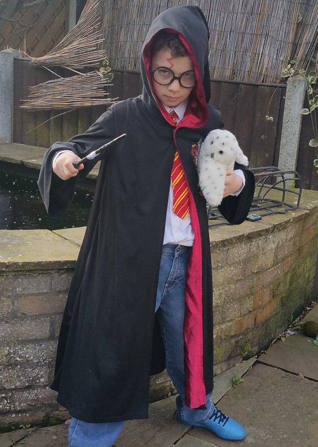 Here's Oliver, from Clacton-on-Sea, as the famous boy wizard Harry Potter