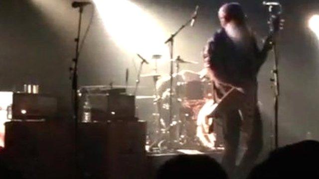 Band on stage at Bataclan venue as first shots are fired