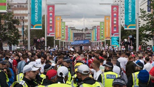 Police in the crowd at Wembley