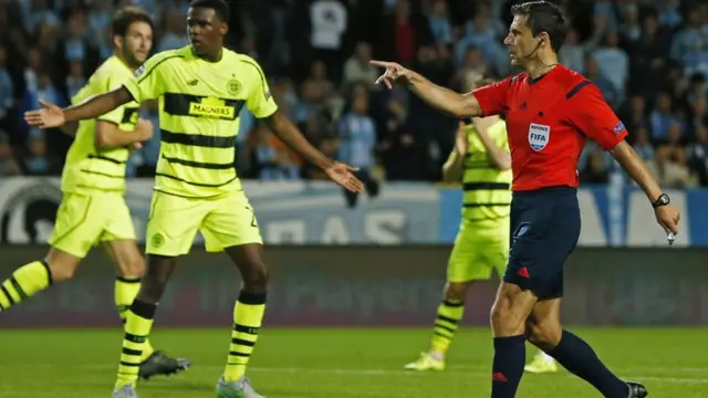 The referee disallowed Celtic's goal