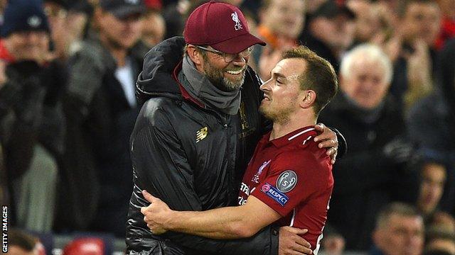 Jurgen Klopp and Xherdan Shaqiri