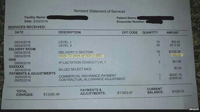 Hospital bill posted on Imgur