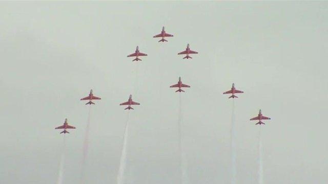 The Red Arrows performing at Clacton air show