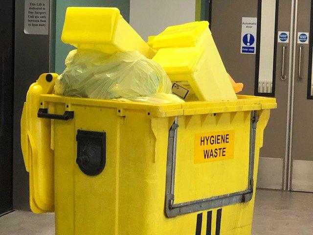 A bin left in a corridor