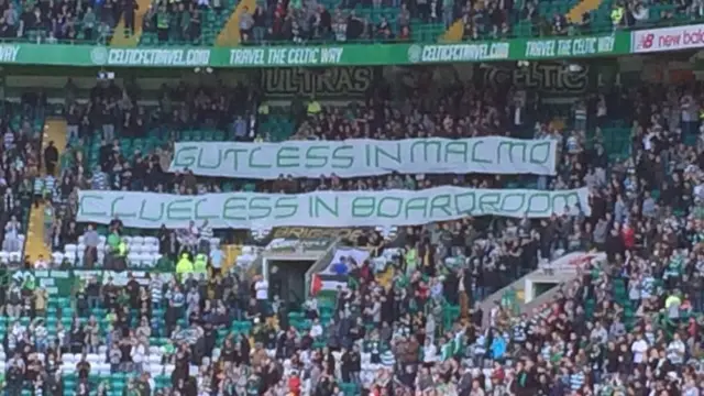 The Celtic fans unveil a banner