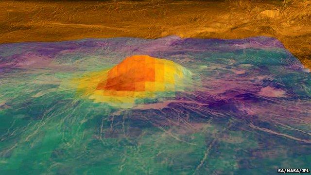 temperature map of lava flow area