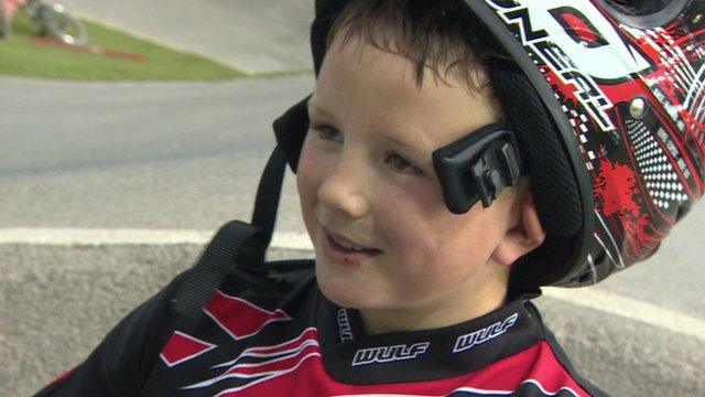 boy in BMX helmet