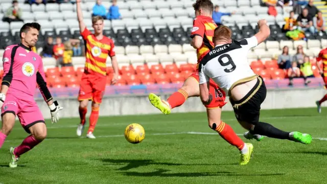 Adam Rooney scores for Aberdeen against Partick Thistle