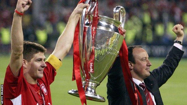 Steven Gerrard and Rafael Benitez