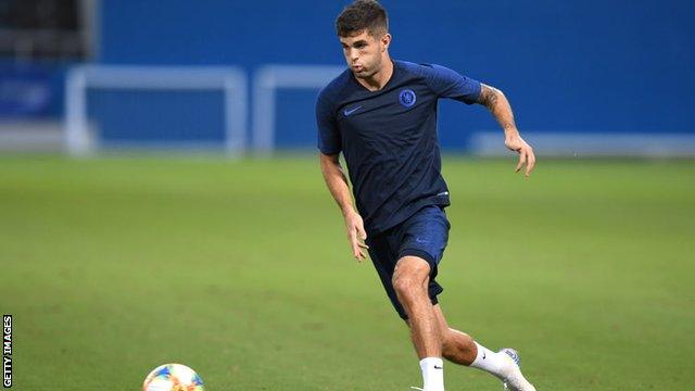 Christian Pulisic training ahead of the match in Yokohama