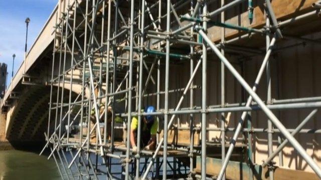 Conwy bridge and scaffolding