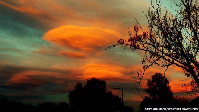 Lenticular clouds at dusk
