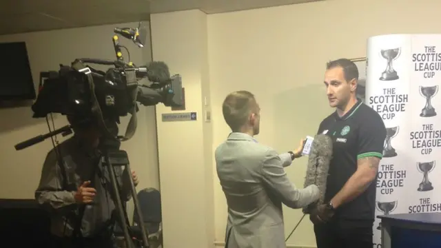 BBC Scotland's Jonathan Sutherland interviews Celtic coach John Kennedy